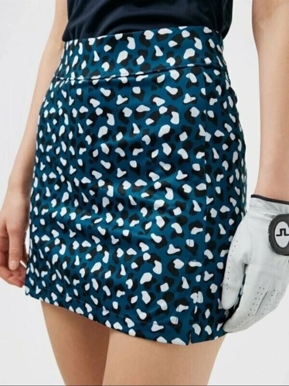 J.Lindeberg Blue Leopard Print Golf Skort